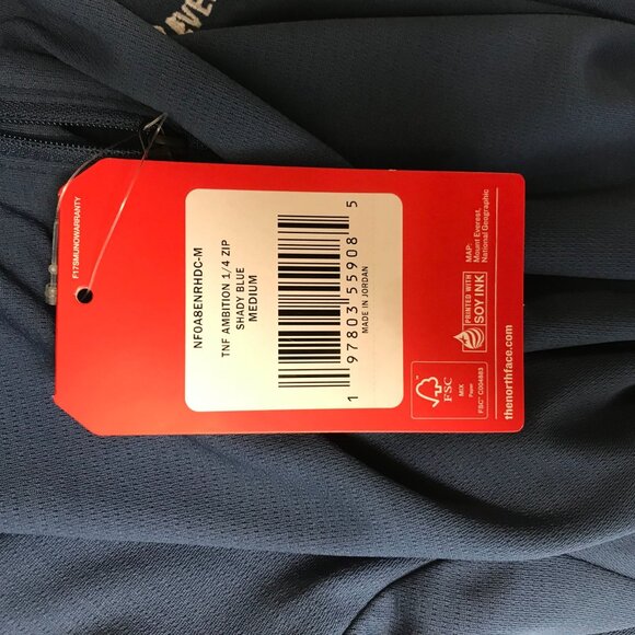 THE NORTH FACE - MEN'S MEDIUM - SHADY BLUE THE AMBITION 1/4 ZIP PULL-OVER - Picture 9 of 9